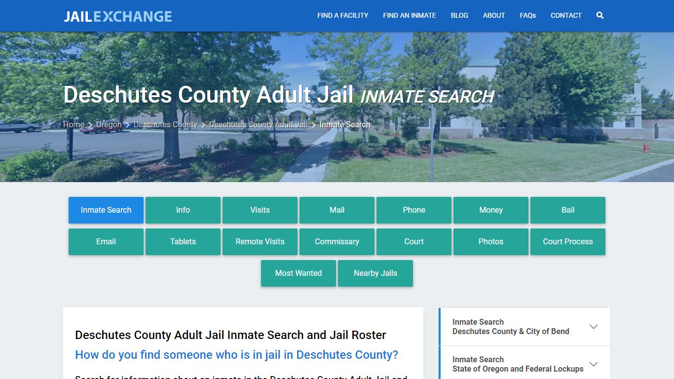 Deschutes County Adult Jail Inmate Search - Jail Exchange